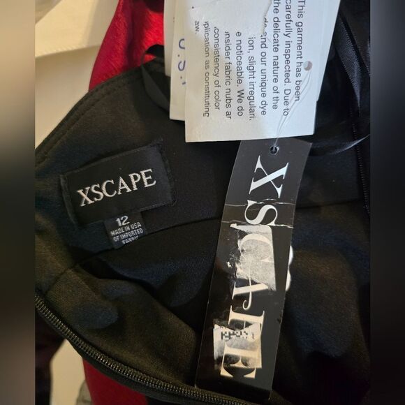 XSCAPE Rhinestone-Strap Cutout-Back Gown NWT Size 12 Black - Picture 7 of 7